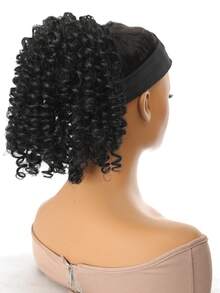 Drawstring Ponytail Afro Kinky Curly Ponytail For 14 Inch Synthetic Hairpieces Clip In Jerry Curls Afro Puff Ponytail Extensions Black - Black - View 6