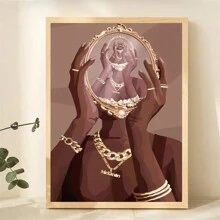 1pc Abstract Canvas Painting, Fashionable Women Canvas Wall Art, Bathroom Bedroom Office Living Room Home Wall Decor, Frameless