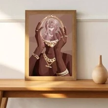 1pc Abstract Canvas Painting, Fashionable Women Canvas Wall Art, Bathroom Bedroom Office Living Room Home Wall Decor, Frameless