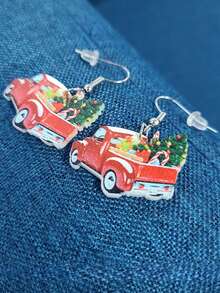 1對聖誕亞克力耳環,可愛的動物掛耳耳環,適用於女性,用作聖誕裝飾