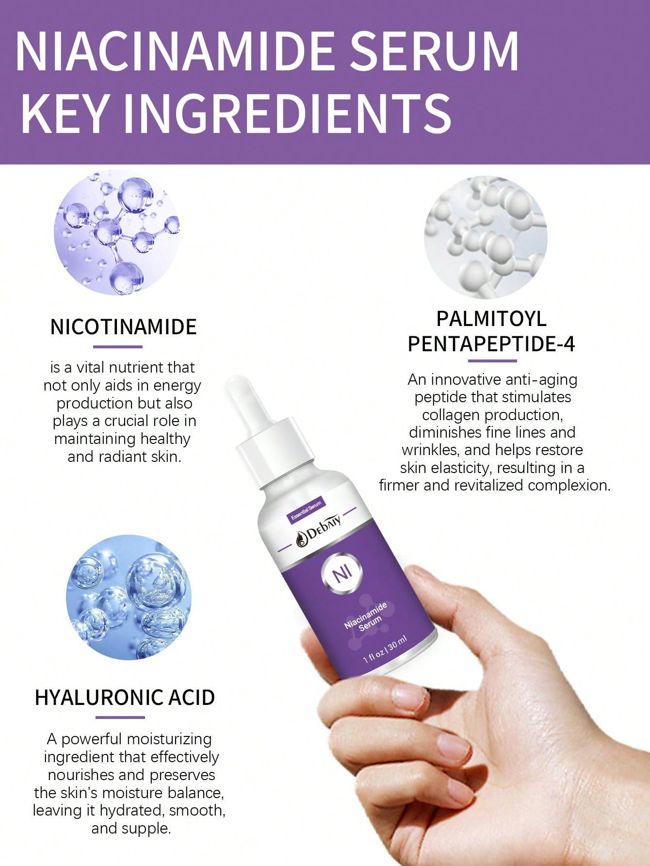 Niacinamide Serum with Snail Secretion Filtrate for Face Moisturizing Lightens Dark Spots