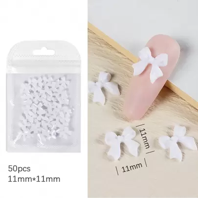 50 piezas/bolsa Decoración de uñas con mariposas 3D de resina y lazos, accesorios de arte de uñas, dijes, gemas y suministros para uñas