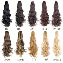 Tóc giả đuôi ngựa dài 22 inch, nặng 140g, chất liệu tổng hợp, thẳng, màu nâu đậm, kiểu kẹp càng cua, phù hợp cho nhiều dịp khác nhau bao gồm Y2K, lễ hội âm nhạc, kỳ nghỉ và mọi mùa. - Màu nâu Sô-cô-la - Xem 6