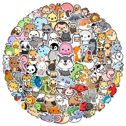 100 Pcs Cute Kawaii Animals Theme Mini Stickers,Vinyl Stickers For Water Bottle,Laptop,Scarpbook,Skateboards,Sticker Packs,Stickets,Mini Sticker,Finger Skateboard,Stickers,Cute Stickers,Sticker Pack,Stickers,Cute Stickers,Sticker