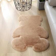 1pc Solid Color Bear Patterned Shaped Rug For Living Room, Sofa, Bedside, Balcony Soft Carpet - Khaki - View 2