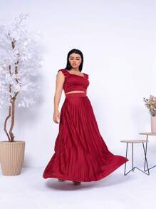 Women Skirts - Màu Đỏ Sâu - Xem 2