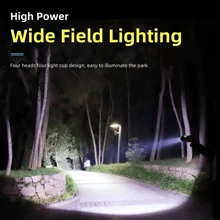 LED Flashlight Hand Lamp Searchlight Home Outdoor Patrol Long Shot Strong Light Charging Super Bright Function - Black - View 7
