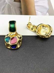 1 對女用彩色油滴耳環 - 彩色 - 查看 7