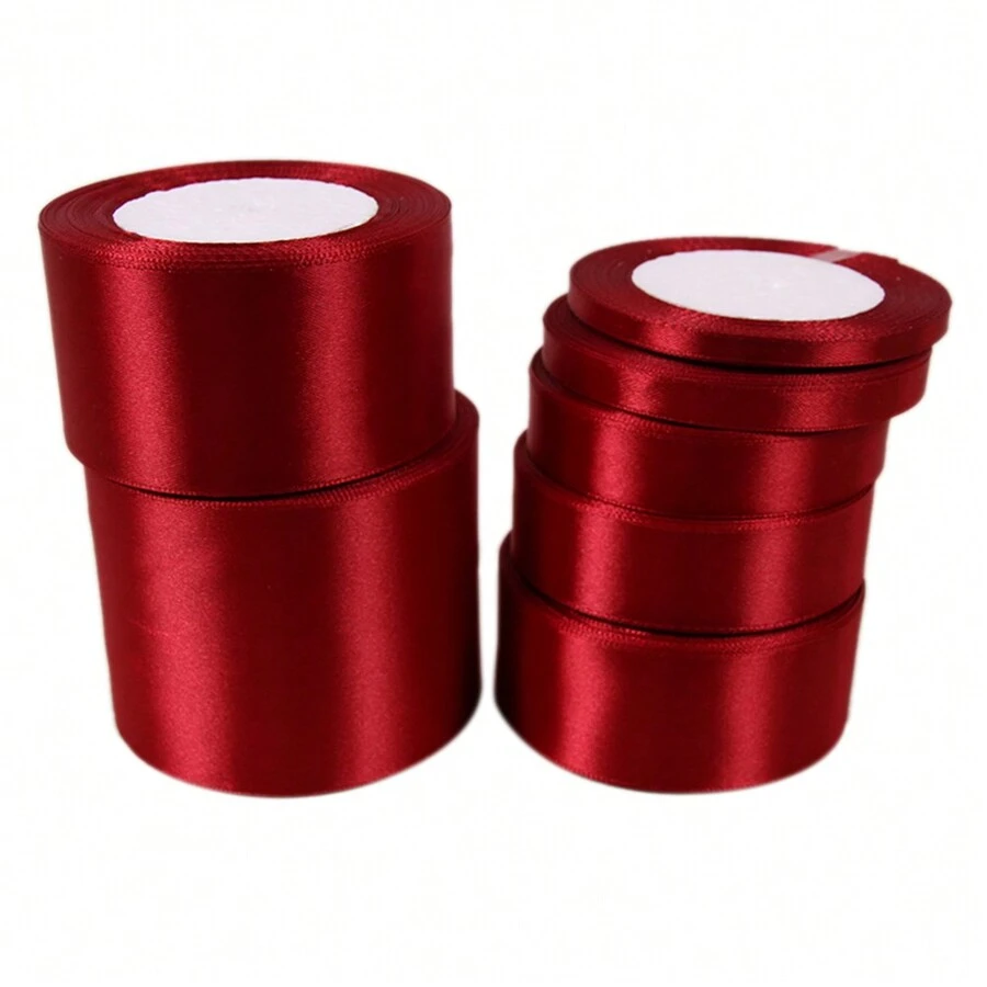 1入組25碼/22米的酒紅色緞帶,適合婚禮派對裝飾、禮品包裝、聖誕節、新年、服裝手工縫紉材料diy