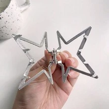 1 Kẹp Tóc Hình Ngôi Sao Ngọt Ngào & Mát Mẻ Dành Cho Nữ, Với Thiết Kế Phía Sau Y2k, Đơn Giản & Thanh Lịch, Mũ Đội Đầu Phong Cách Cổ Tích/Rock - Bạc - Xem 5