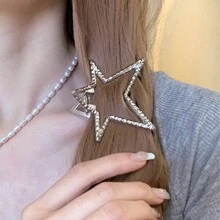 1 Kẹp Tóc Hình Ngôi Sao Ngọt Ngào & Mát Mẻ Dành Cho Nữ, Với Thiết Kế Phía Sau Y2k, Đơn Giản & Thanh Lịch, Mũ Đội Đầu Phong Cách Cổ Tích/Rock - Bạc - Xem 4