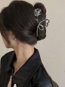 1 Miếng Retro Hoa hồng Hoa Kẹp tóc , Hợp kim kẽm Chất liệu , Màu bạc , Thanh lịch Phụ kiện tóc Đối với phụ nữ - Bạc - Xem 3