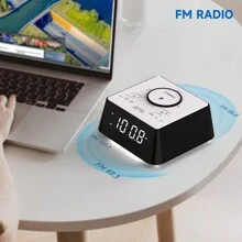 Itoma 205智能鬧鐘內置無線充電、揚聲器、雙鬧鐘和夜燈功能,創造全新的床頭體驗 - 黑與白 - 查看 3