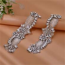 1pc Diamond Crystal Adhesive Patch, Glue Backing Heat Transfer Decoration Patch For High-heeled Shoes, Clothes - Silver - View 4