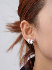 1对复古冷酷风格立体不对称耳环百搭耳环 - 彩色 - 查看 10