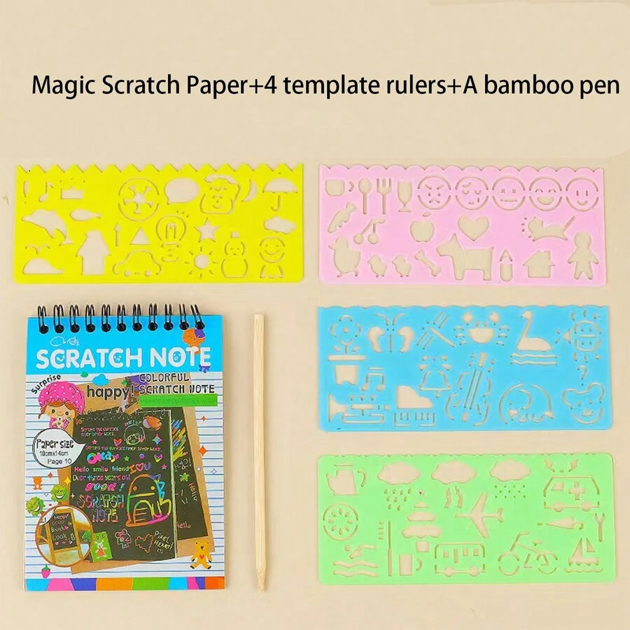 1set/6pcs Creative Scratch Painting Book Diy Artistic Scratch Card For Festival Gift - Multicolor - View 1