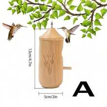 1入手工製作的木質鳥屋,可掛在樹上供蜂鳥棲息,是理想的室外花園裝飾品 - 杏色 - 查看 3