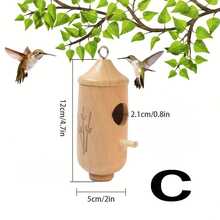 1入手工製作的木質鳥屋,可掛在樹上供蜂鳥棲息,是理想的室外花園裝飾品 - 杏色 - 查看 5