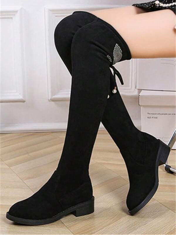 Women's New Winter Fashion Thick Heel High Platform Elastic Boots