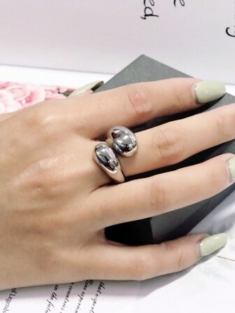時尚不鏽鋼閃亮水滴形蛇紋戒指,適合女性派對和日常穿著