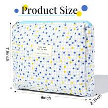 2pcs Coquette Makeup Bag Coquette Aesthetic Cosmetic Bag Large Travel Makeup Organizer Cute Pouch Cotto Kawaii Toiletry Bag - 藍白色 - 查看 3