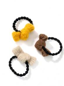 3入組女士秋冬季針織蝴蝶結髮繩,時尚裝飾髮飾,適合日常使用