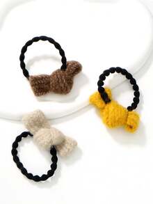 3入組女士秋冬季針織蝴蝶結髮繩,時尚裝飾髮飾,適合日常使用