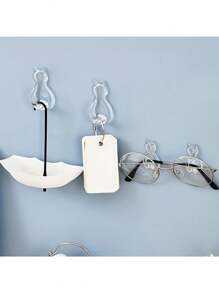 2个5.8*2.9cm+4*2cm Ps材质，强力粘性猫形免钻挂钩，适用于浴室、卧室、客厅和宿舍，完美的家居必需品，整理毛巾和衣服