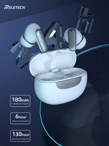 Reletech P-M1 TWS 无线耳机 ANC 主动降噪耳机，精致小巧，手掌大小，打开即可自动配对 - 黑色 - 查看 9