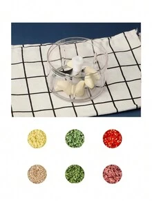 手動迷你大蒜搗碎機,大蒜搗碎器,可用於剁碎蒜頭,攪拌切碎的大蒜絲,家用蒜絲剪 - 藍色 - 查看 4