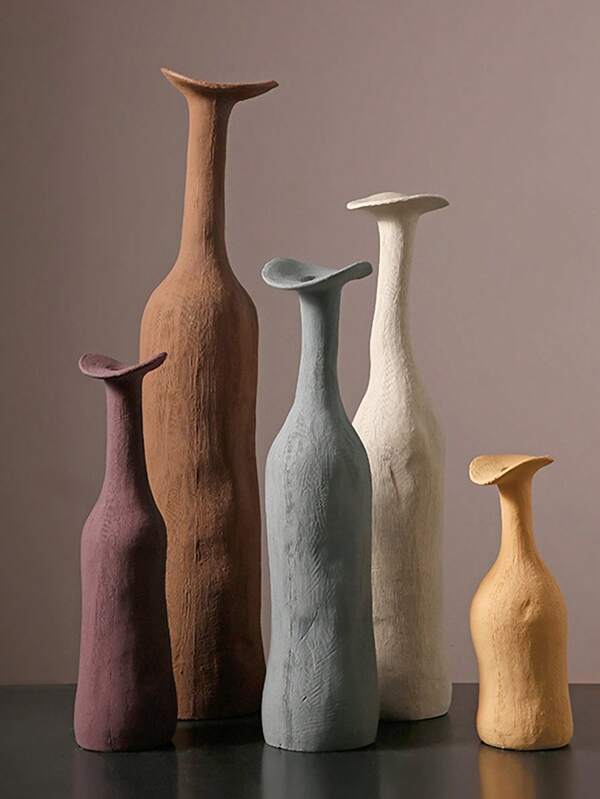 Handmade Textured Ceramic Vase, Morandi Style Solid Color Flower Pot Decorative Gift For Tv Cabinet, Coffee Table, Nightstand,Home Decor,Flower Vase,Centerpiece,Table Decor Room Decor Glass Vase