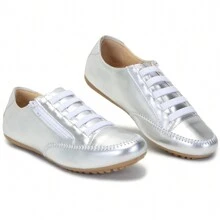 Elastic Mocatenis Sneakers With Side Zipper, Comfortable And Soft - Bạc - Xem 4