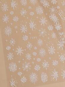 2pcs Glitter White Snowflake Nail Slider Christmas Elk Nail Stickers New Year Winter Nail Designs Decorations - White - View 2