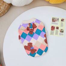 Fashionable New European And American Pet Clothes Colored Checkered Bear Sweatshirt For Dogs, Winter - Beige - View 10