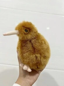 1入組毛絨奇異鳥填充動物玩具軟枕,可愛治癒,紐西蘭啟發生日和節慶禮物 - 棕色 - 查看 6