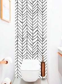 1PC Boho Stripe Peel and Stick Wallpaper Herringbone Black White Vinyl Self Adhesive Room Decor Contact Paper - Black and White - View 7