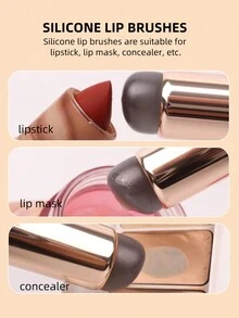 2支/套硅胶唇刷和遮瑕刷，带盖，迷你圆头Q软防尘便携多功能渐变设计化妆刷，粉色用于局部遮瑕和腮红，黑色用于日常妆容和学生派对，迷你口袋刷，化妆刷套装，化妆刷套装，化妆刷套装，全套化妆刷，化妆刷套装，全套化妆套装，化妆刷套装，化妆刷套装，化妆礼盒套装 - 彩色 - 查看 5