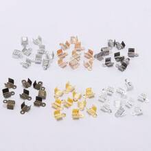 200pcs/Pack Gold & Silver Tone Fold Over Cord Ends With 3-Strand Clasps For Jewelry Making Diy Accessories - decoration - View 2