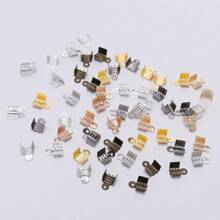 200pcs/Pack Gold & Silver Tone Fold Over Cord Ends With 3-Strand Clasps For Jewelry Making Diy Accessories - decoration - View 3