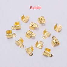 200pcs/Pack Gold & Silver Tone Fold Over Cord Ends With 3-Strand Clasps For Jewelry Making Diy Accessories - decoration - View 7