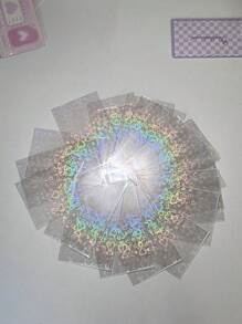 20 Piezas Películas Transparentes De Doble Cara Para Tarjetas Con Diseño De Corazón De Amor Y Efecto Láser Holográfico Brillante Para Protección De Tarjetas De Fotos, Páginas De Álbumes, Tarjetas Pequeñas Y Protección De Boca Plana