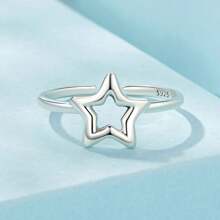 bamoer 1 cái Thật 925 sterling bạc Rỗng Ngôi sao Mở  Nhẫn Đơn giản Có thể điều chỉnh Nhẫn Đối với phụ nữ Bị oxy hóa Màu bạc Tốt Đồ trang sức - Bạc - Xem 6