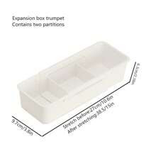 Japanese Style Adjustable Drawer Organizer, Kitchen Cutlery/stationery/ Clothing&medicine Separation Box, Multi-function Storage Boxes - White - View 9
