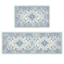 Pauwer Anti Fatigue Kitchen Mats For Floor 2 Piece Set, Cushioned Memory Foam Kitchen Rug, Non Slip Kitchen Runner Rug Carpet, Waterproof Kitchen Sink Rug Comfort Standing Mat For Kitchen Laundry - Màu xanh da trời - Xem 1