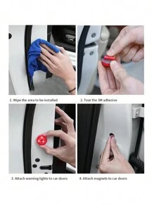 2pcs Car Door Anti-collision Warning Light Safety Prompt Flash Anti-rear Collision Light Led Car Flashing Light - Red - View 4