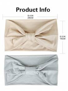 2 件装女士复古头巾波西米亚风头带扭结弹性发饰，2 件装时尚头带