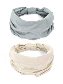 2 件装女士复古头巾波西米亚风头带扭结弹性发饰，2 件装时尚头带