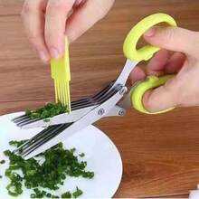 5-layer Stainless Steel Scissors, Multi-function Seaweed & Auxiliary Food Scissors, Kitchen Food Shredder - Apricot - View 10
