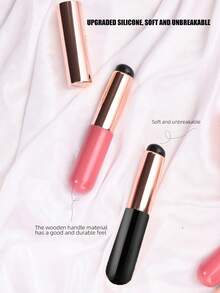 2支/套硅胶唇刷和遮瑕刷，带盖，迷你圆头Q软防尘便携多功能渐变设计化妆刷，粉色用于局部遮瑕和腮红，黑色用于日常妆容和学生派对，迷你口袋刷，化妆刷套装，化妆刷套装，化妆刷套装，全套化妆刷，化妆刷套装，全套化妆套装，化妆刷套装，化妆刷套装，化妆礼盒套装 - 彩色 - 查看 2