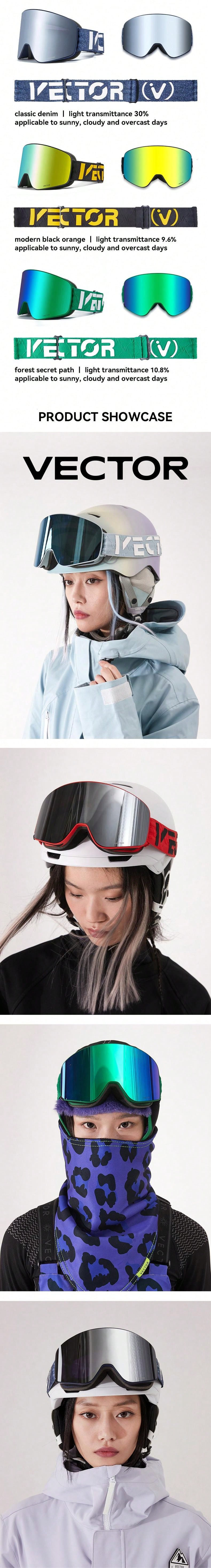 VECTOR MOTION 1pc Professional Ski Goggles With Wide Columnar Field Of